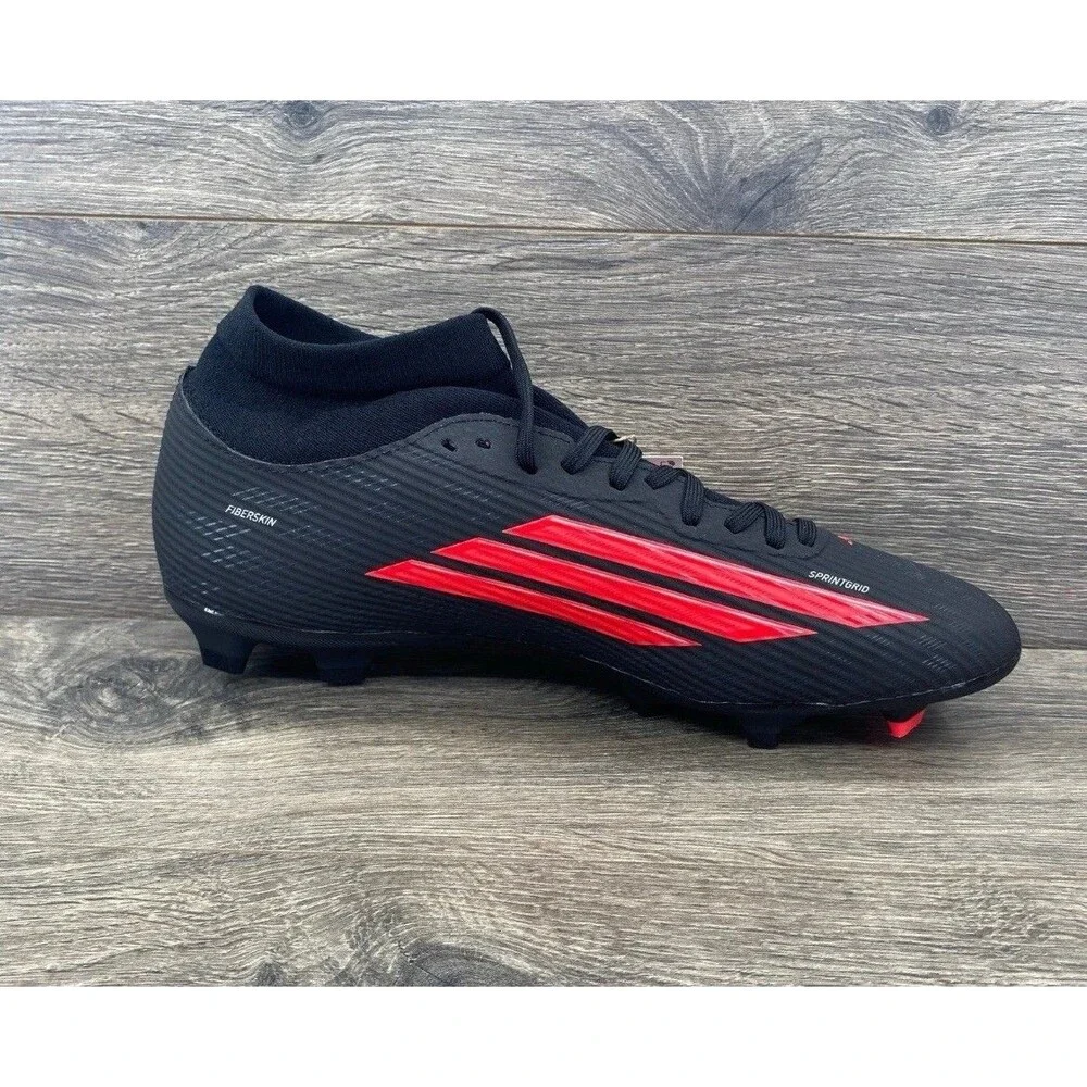 New Adidas F50 League MID FG Core Black Lucid Red Soccer Cleats JR9007 Men Sz 11